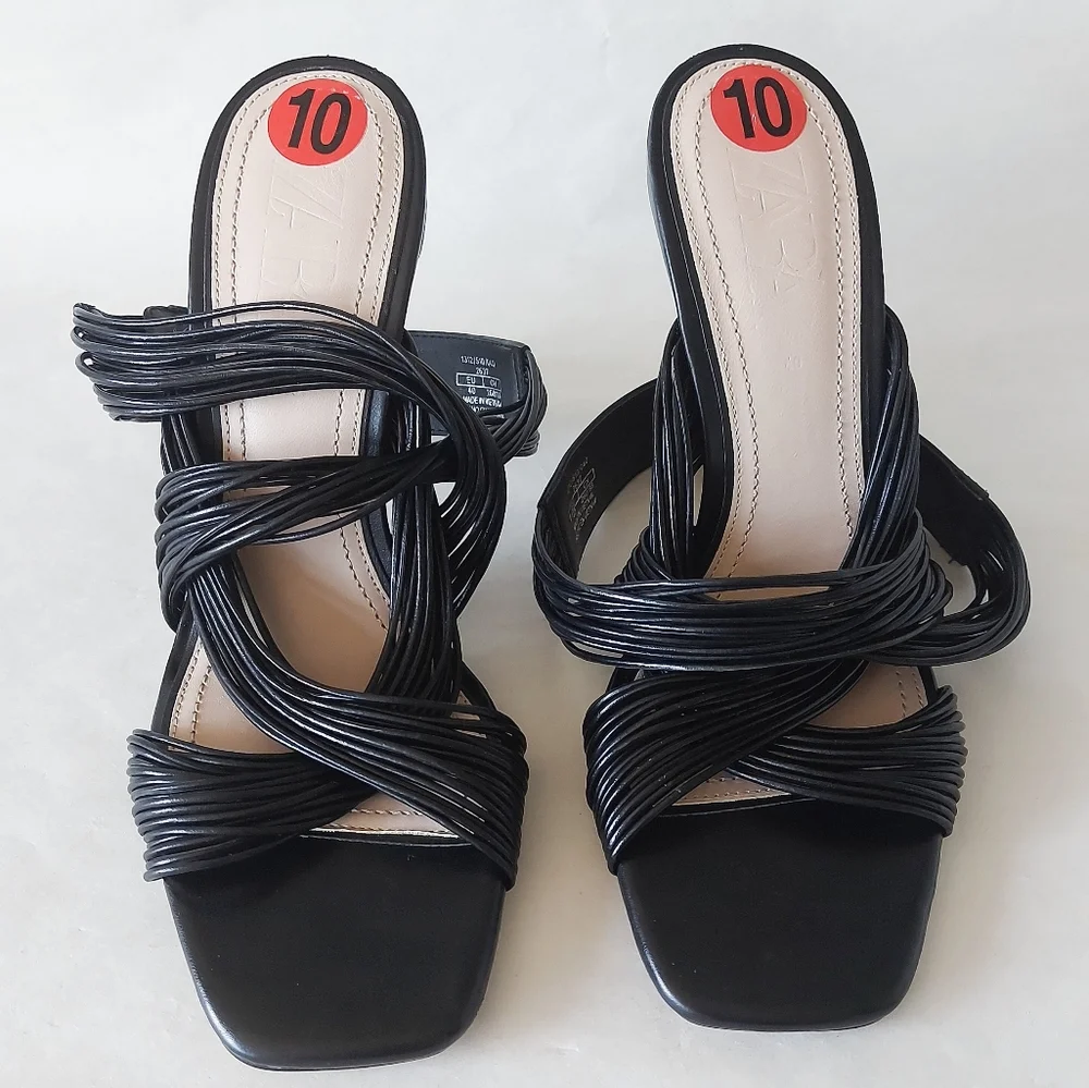 Zara Black Strappy High Heel Sandals - Picture 5 of 11